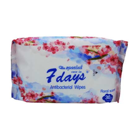 7 Days Facial Wipes Antibacterial, Pack of 30 Wipes