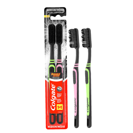 Colgate Toothbrush Double Action Charcoal Twin Pack