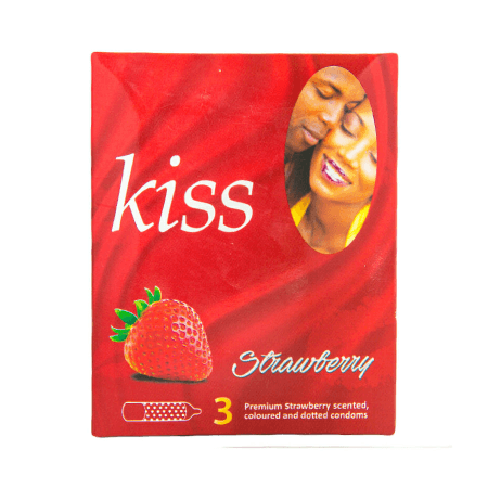 Kiss Strawberry Condoms, Pack of 3 Pieces
