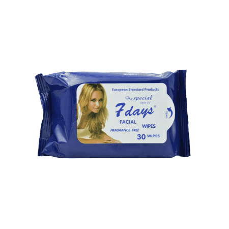 7 Days Facial Wipes Fragrance Free, Pack of 30 Wipes